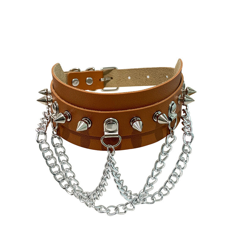 Gothic Exaggerated PU Leather Collar