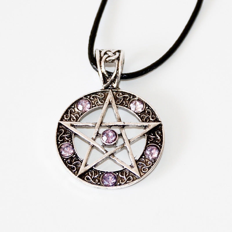 Pentagram with stones necklace