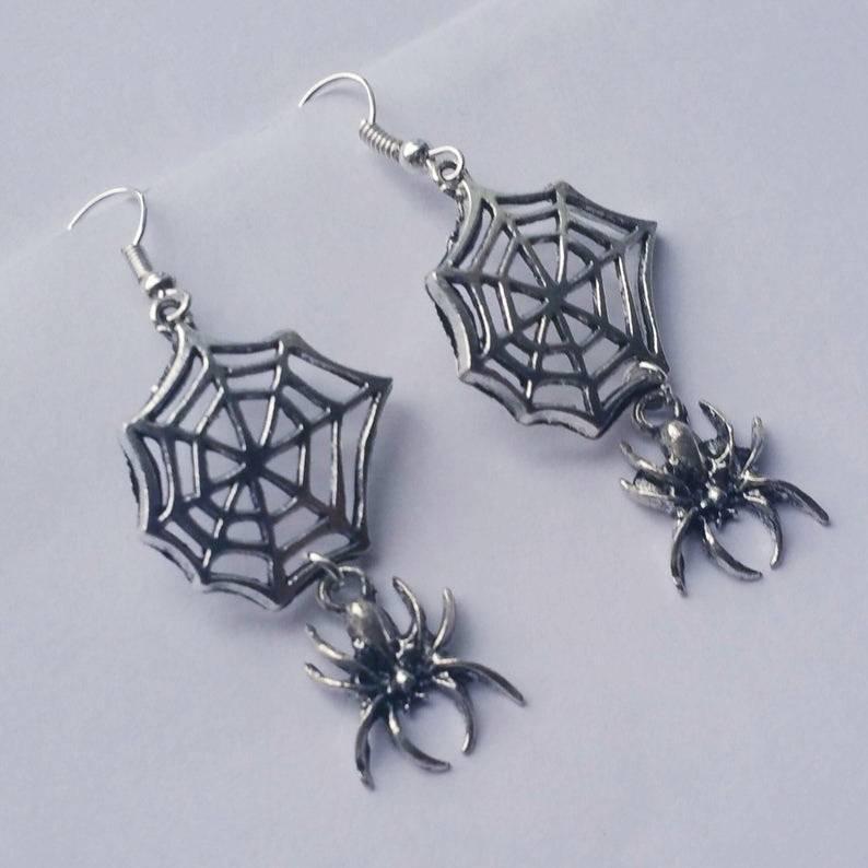 Spider Web Halloween Earrings Gothic Dark Witch Earrings