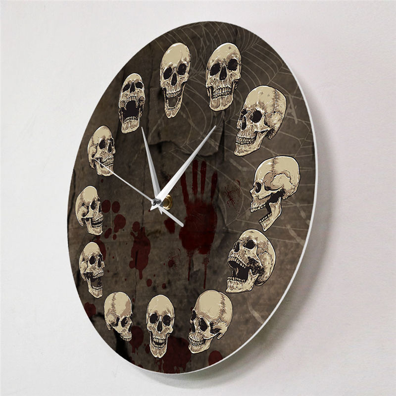 Skull Pattern Horror Decorative Clock