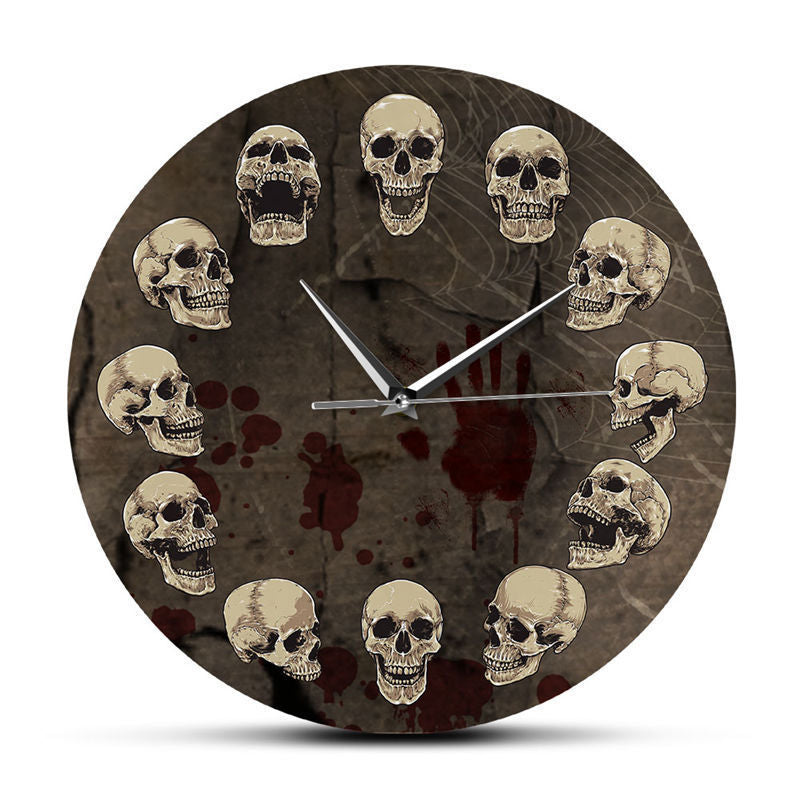 Skull Pattern Horror Decorative Clock