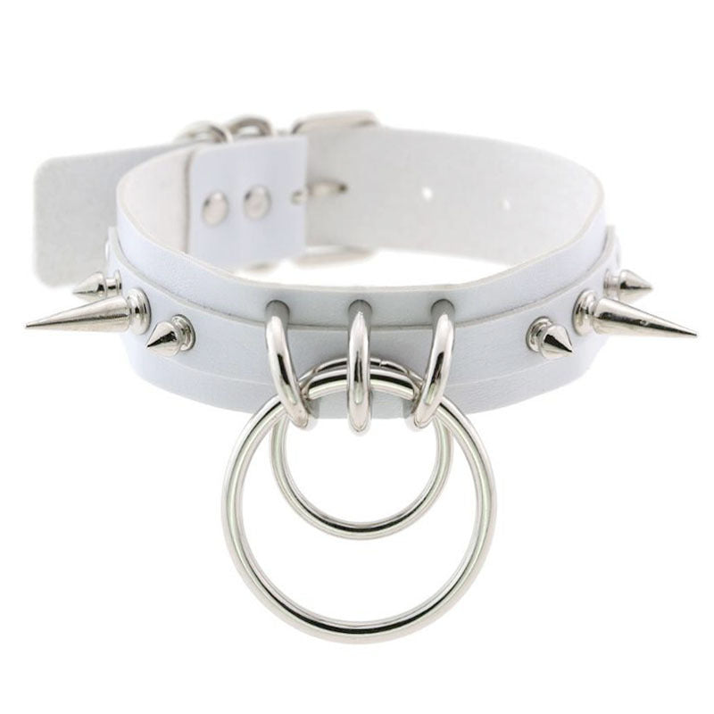 Leather spiked rivet collar