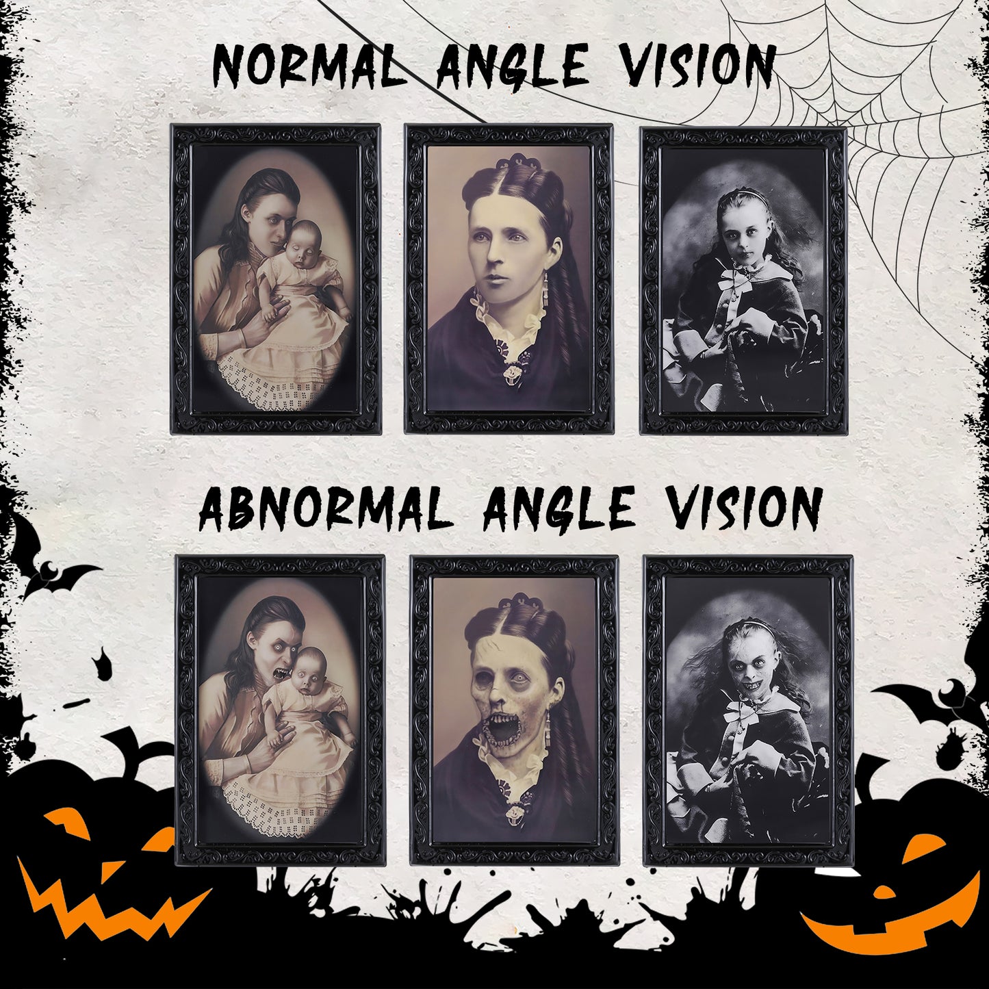 3-D Changing Face Moving Pictures with Frames - Halloween Decor