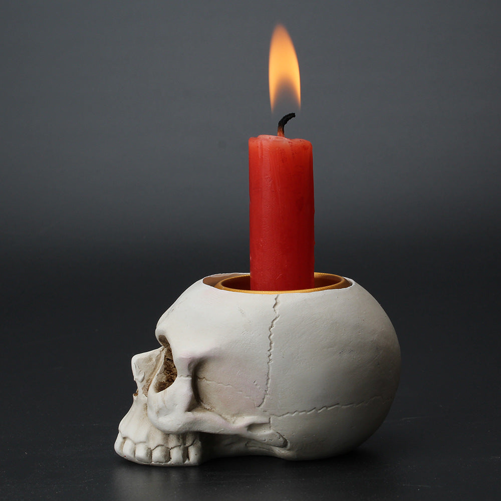 Resin Skull Candle Holder