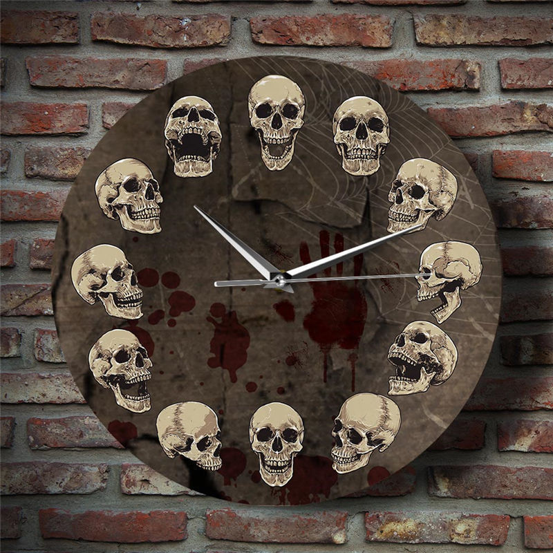 Skull Pattern Horror Decorative Clock