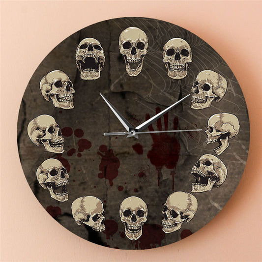 Skull Pattern Horror Decorative Clock