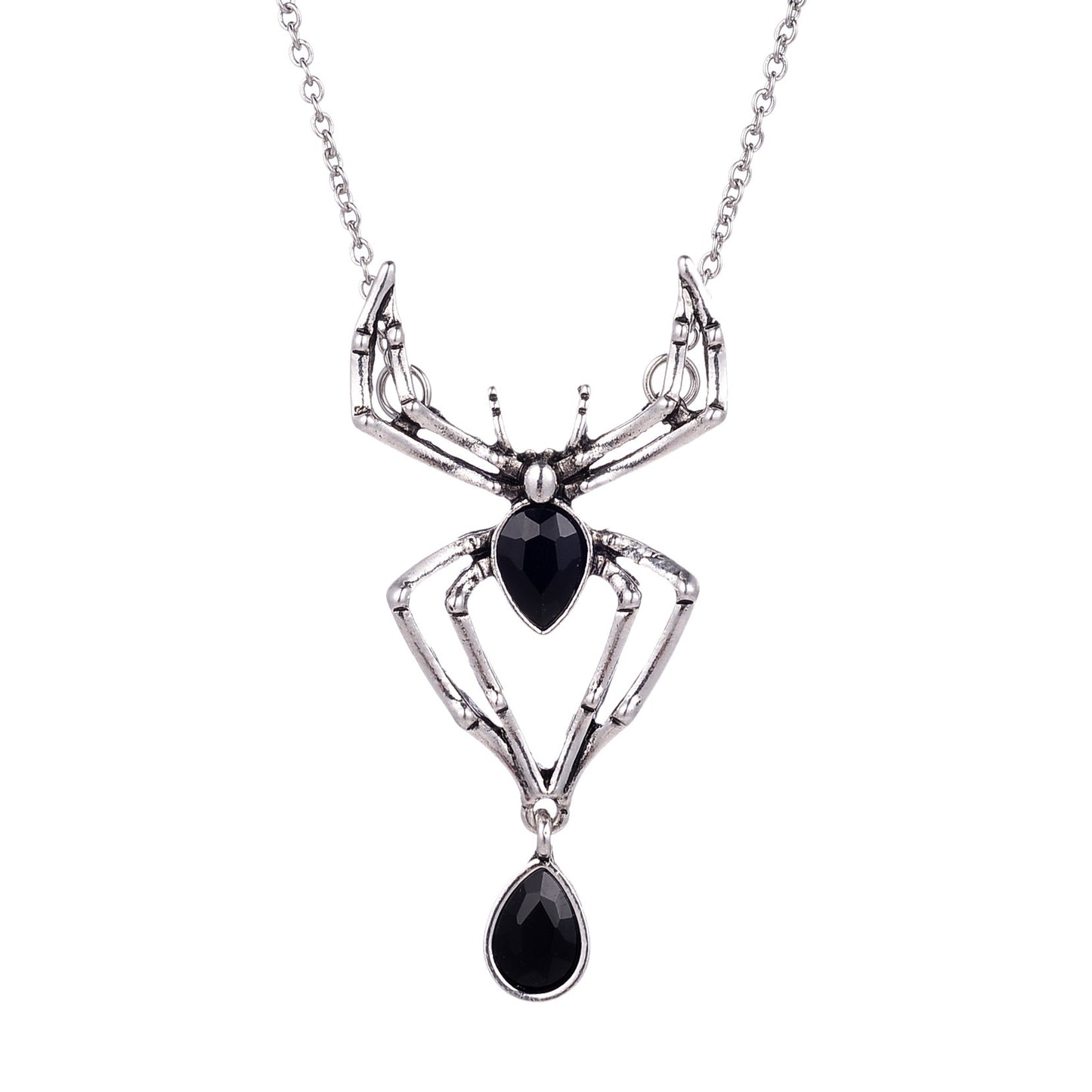 Halloween Alloy Plating Spider Rhinestone Necklace