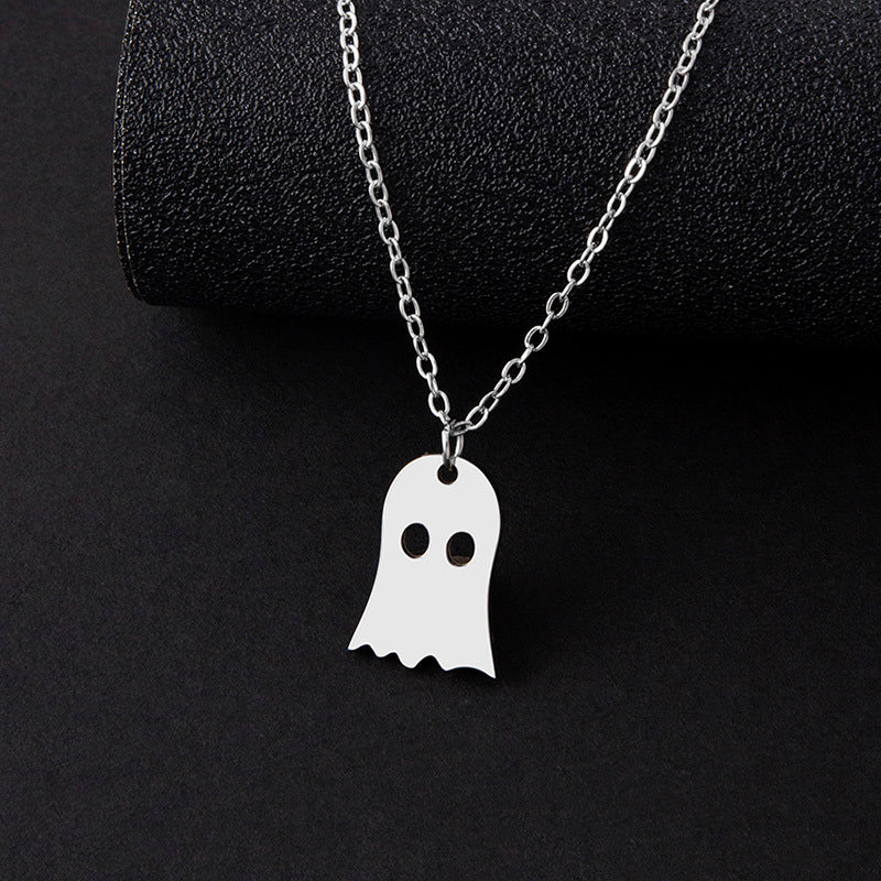 Punk Halloween Stainless Steel Necklace Gothic Ghost Spider Pendant Necklaces For Women Men Jewelry Gift