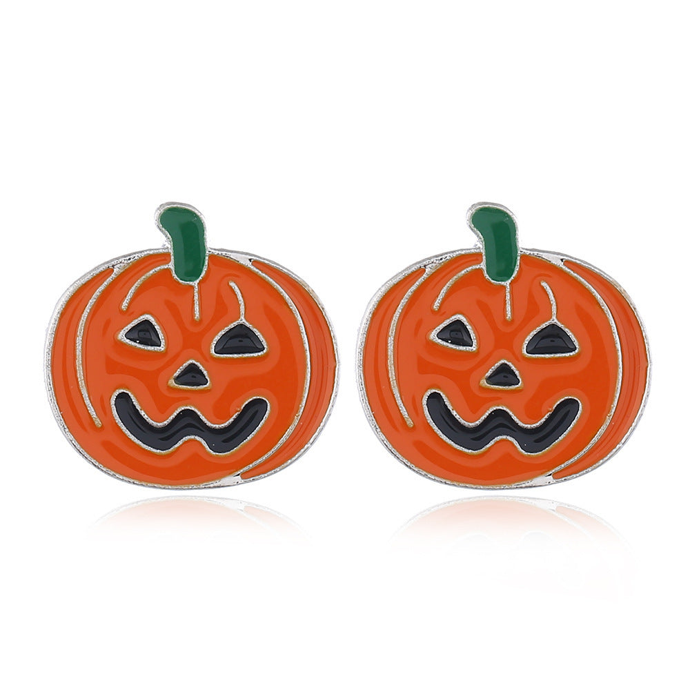 Skull Spider Pumpkin Earrings