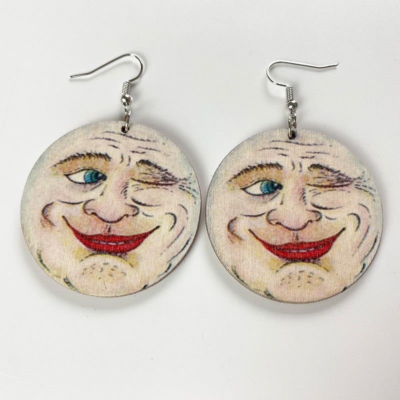 Halloween Horror Ghost Wood Earrings