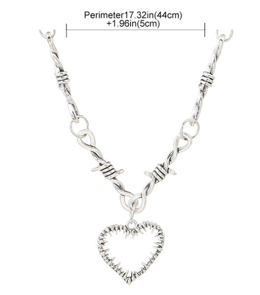 Gothic Dark Thorn Heart Necklace