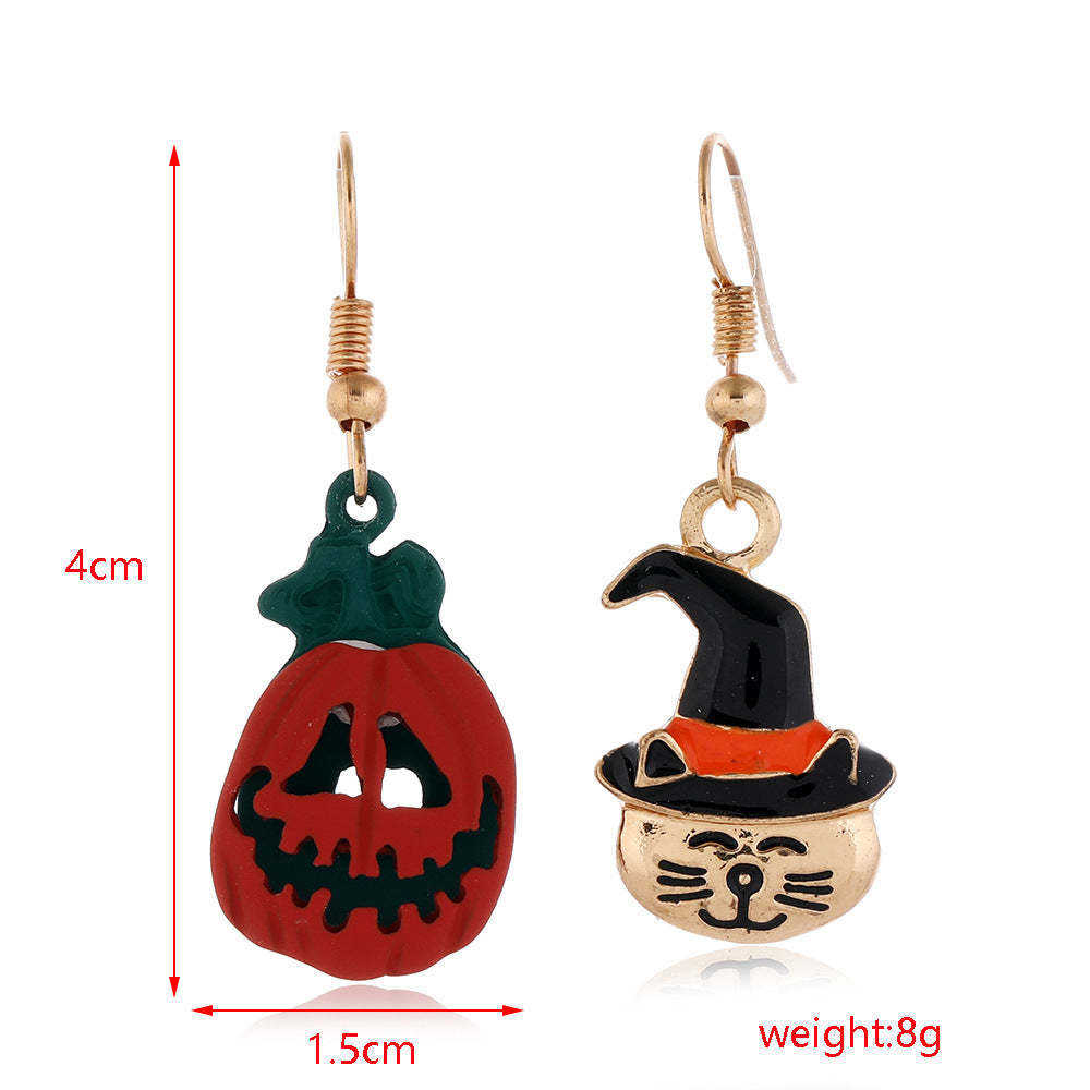 Skull Spider Pumpkin Earrings