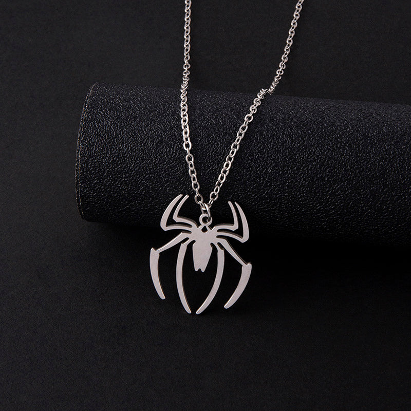 Punk Halloween Stainless Steel Necklace Gothic Ghost Spider Pendant Necklaces For Women Men Jewelry Gift