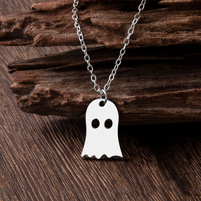 Punk Halloween Stainless Steel Necklace Gothic Ghost Spider Pendant Necklaces For Women Men Jewelry Gift