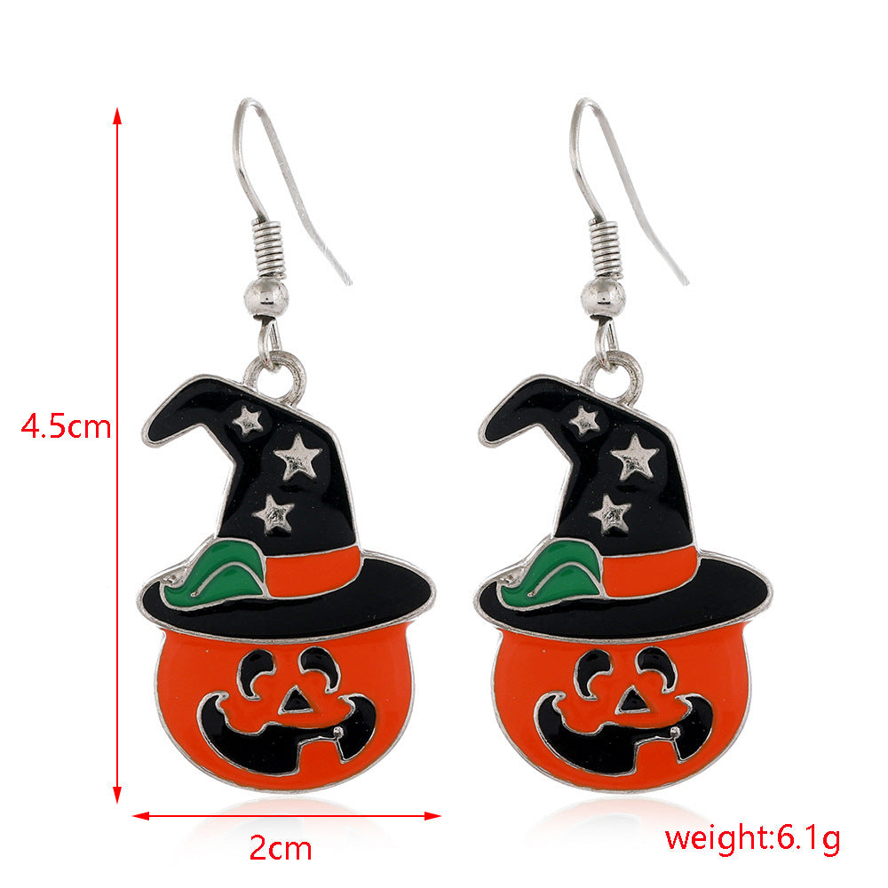 Skull Spider Pumpkin Earrings